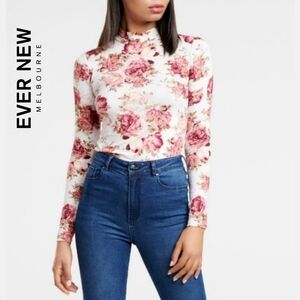 XXS/XS Ever New Melbourne Jeremine Printed Skivvy Floral Long Sleeve Top